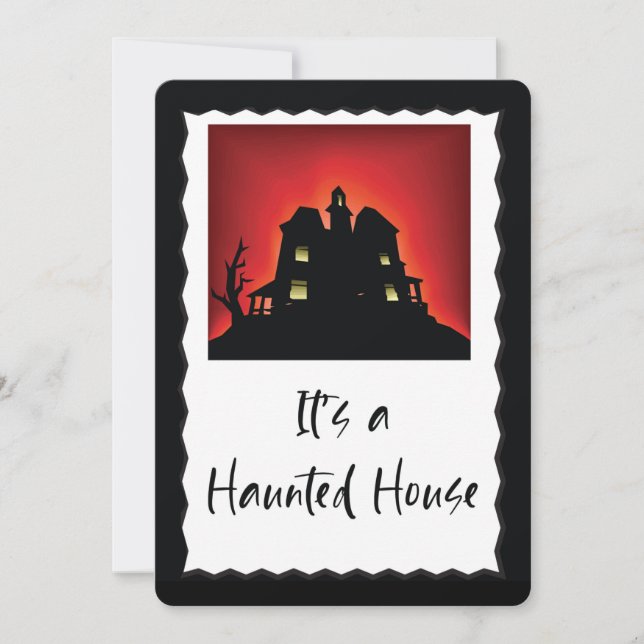 Halloween-festinvitation med spökhus inbjudningar (Framsida)