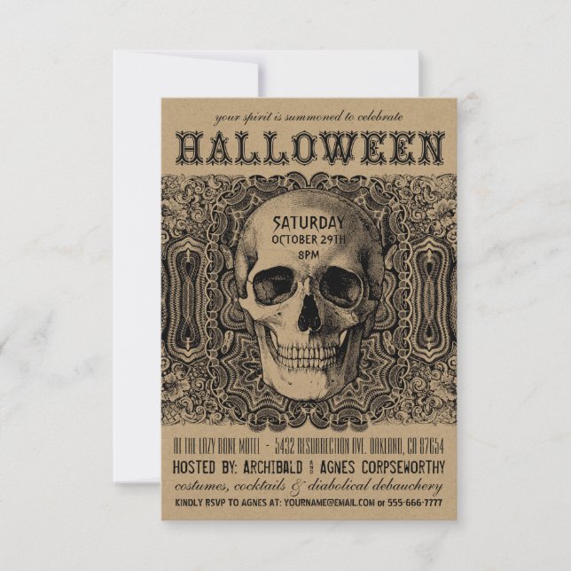 Halloween-festinvitation - Steampunk Kraft Inbjudningar (Framsida)