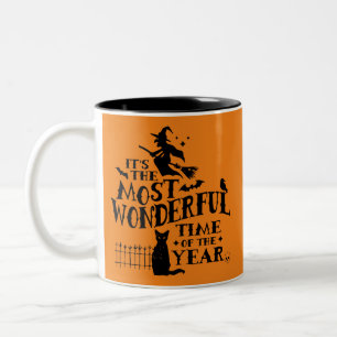 Halloween Festive Fall Spooky Wonderful Time Oct Två-Tonad Mugg