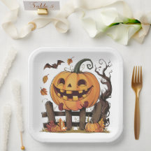 Halloween Festive Pumkin Papper Plate