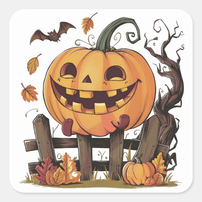 Halloween Festive Pumpkin Sticker Fyrkantigt Klistermärke (Framsida)