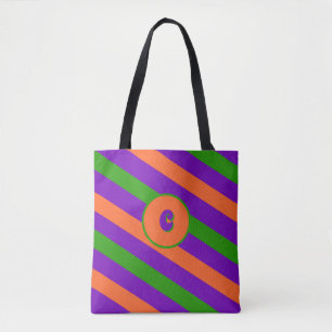 Halloween Festive Stripe Anpassningsbar Monogram Tygkasse
