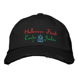 Halloween Fiend Candy Junkie in Black Broderad Keps