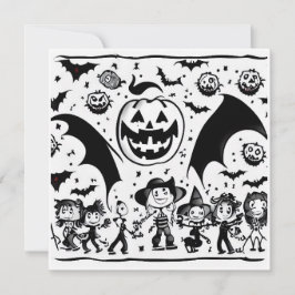 Halloween fiesta en noir et blanc kort