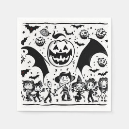 Halloween fiesta en noir et blanc Pappersservett