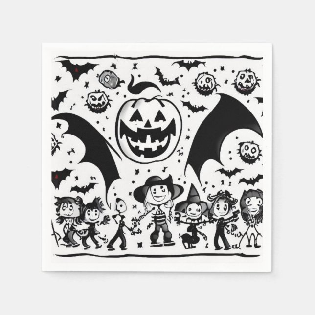  Halloween fiesta en noir et blanc  Pappersservett (Framsidan)