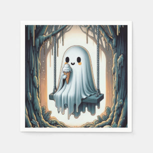 Halloween-figur av spöke med isglasskon pappersservett