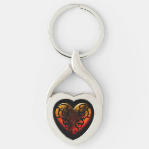 Halloween Filigree Goth Hjärtnyckelring Twisted Heart Silverfärgad Nyckelring