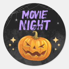 Halloween Filmkväll Runt Klistermärke