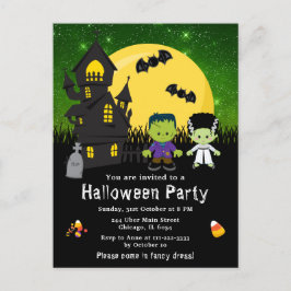 Halloween Finare Dress Party Monsters Grönt Vykort