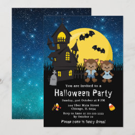Halloween Finare Dress Party WerevarBlue Inbjudningar