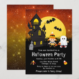 Halloween Finare Dress Party Witch Ghost Orange Inbjudningar