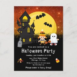 Halloween Finare Dress Party Witch Ghost Orange Vykort