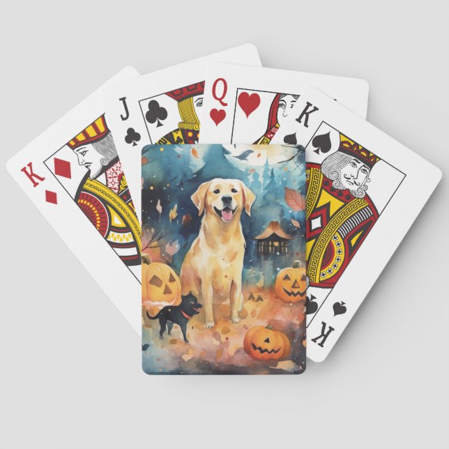 Halloween finsk lappund med pumpor läskig  casinokort (Baksidan)