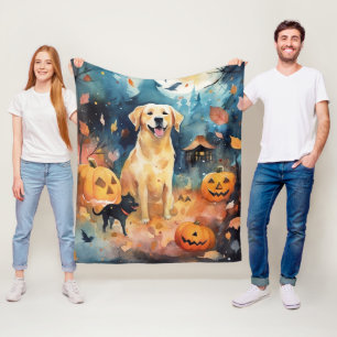 Halloween finsk lappund med pumpor läskig fleecefilt