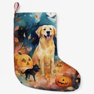 Halloween finsk lappund med pumpor läskig liten julstrumpa