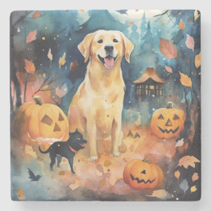 Halloween finsk lappund med pumpor läskig stenunderlägg