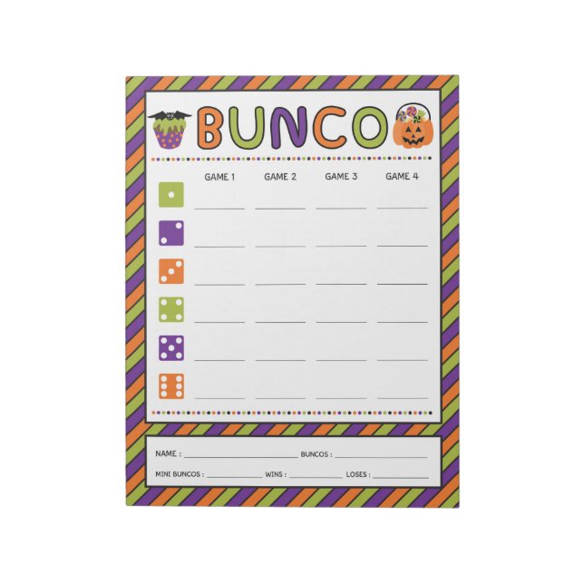 Halloween Firande Bunco-spelskort Anteckningsblock (Roterad)