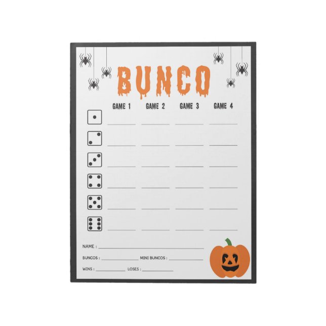 Halloween Firande Bunco-spelskort Anteckningsblock (Roterad)