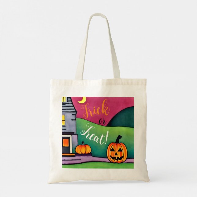 Halloween-firande och trick or treat-pumpa tygkasse (Baksida)
