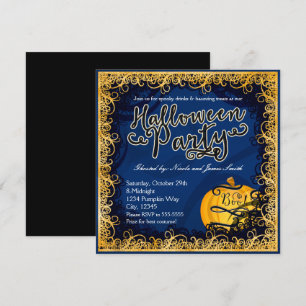Halloween-firande Roligt Blå & Orange Inbjudan