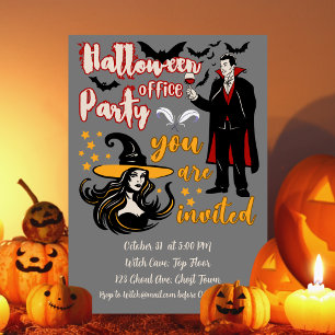 Halloween firar på kontoret Dracula Häxa Inbjudningar