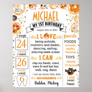 Halloween First Birthday Milestone-skylt Poster