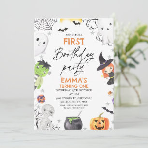 Halloween First Boothday Party 1:a födelsedagen Inbjudningar