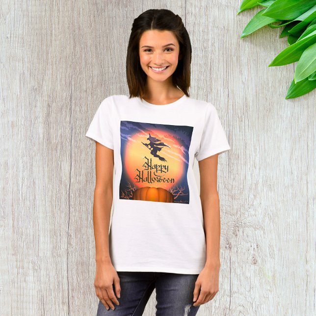 Halloween Fitch Broom Pumpkin T-Shirt (Skapare uppladdad)