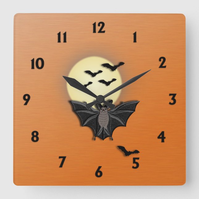 Halloween-Fladdermöss Fyrkantig Klocka (Framsida)