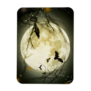 Halloween Fladdermöss och Birds Måne Magnet