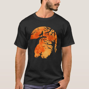 Halloween-Fladdermöss och Black Varg Howling Måne T Shirt