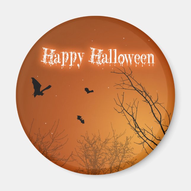 Halloween-Fladdermöss och Träd Magnet (Framsidan)