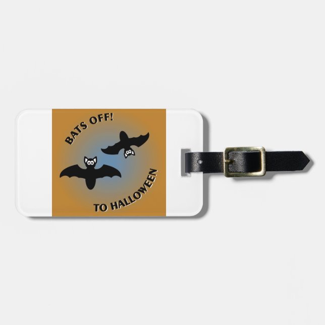 Halloween Fladdermöss Orange Blue Bagagebricka (Horisontell Framsida)