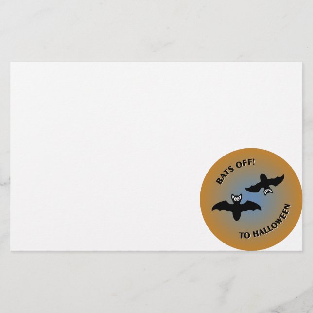 Halloween Fladdermöss Orange Blue Brevpapper (Framsida)