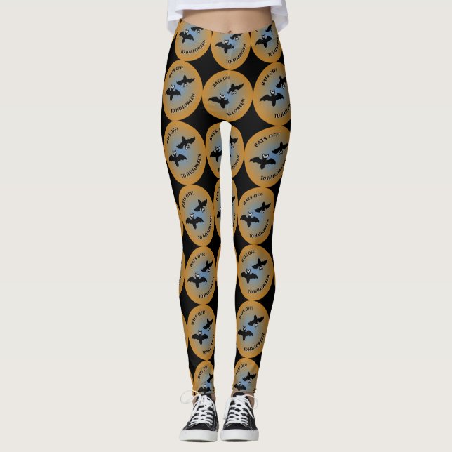 Halloween-Fladdermöss, Orange Blue Leggings (Framsida)