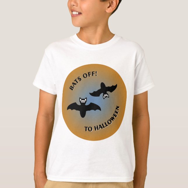 Halloween Fladdermöss Orange Blue T-shirt (Framsida)