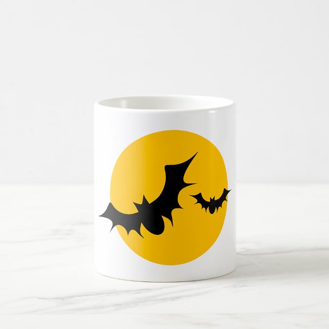 Halloween Fladdermöss Silhuett Fullmåne Kaffemugg (Skapare uppladdad)
