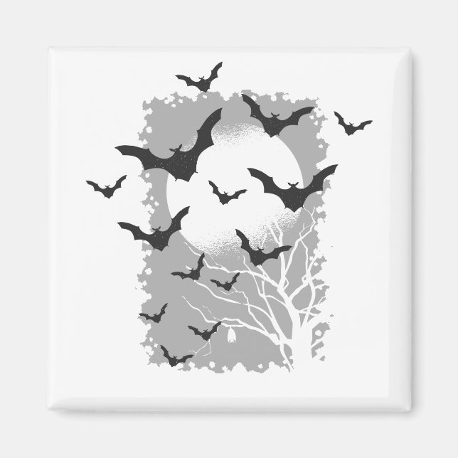 Halloween-fladdermöss Silhuett Svarta Flygande Vam Magnet (Framsidan)