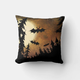 Halloween fladdermöss, slott och måne kudde