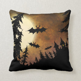 Halloween fladdermöss, slott och måne kudde