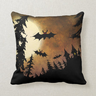 Halloween fladdermöss, slott och måne kudde