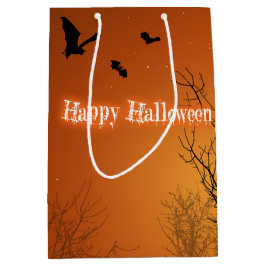 Halloween-fladdermöss & träd - Medelstor presentpå