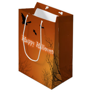 Halloween-fladdermöss & träd - Medelstor presentpå