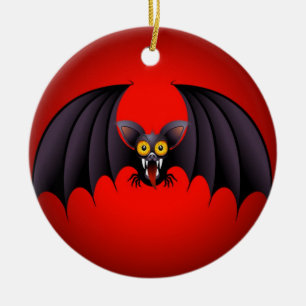 Halloween fladdermösstecknad julgransprydnad keramik