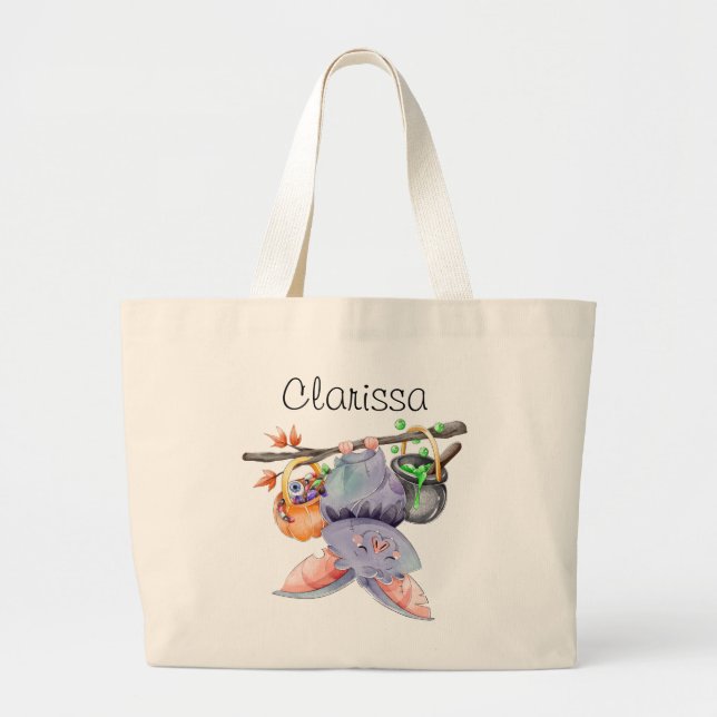 Halloween Fladdermus Bus eller godis Tote Bag Jumbo Tygkasse (Framsidan)