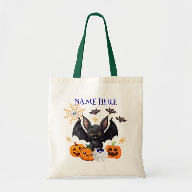 Halloween Fladdermus Candy Tote Bag v1 Tygkasse (Framsidan)