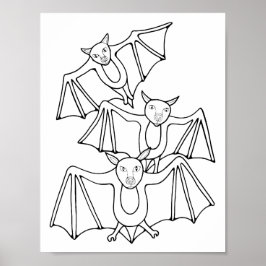 Halloween Fladdermus Coloring Page Art Poster