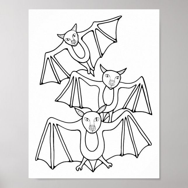 Halloween Fladdermus Coloring Page Art Poster (Framsidan)