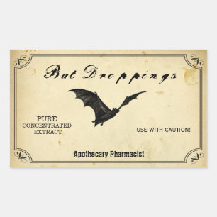 Halloween Fladdermus Dropping Apothecary Caution F Rektangulärt Klistermärke